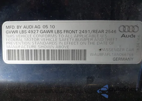 2010 Audi A4 2.0T Premium из США, поврежденный, VIN WAUBFAFL1AN066766